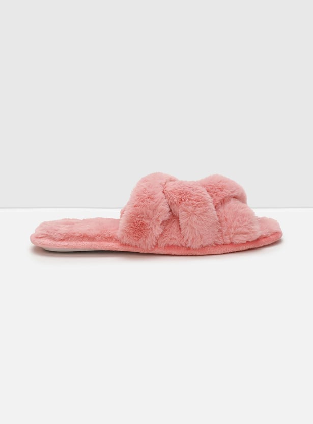 Women Textured Open-Toe Bedroom Slippers