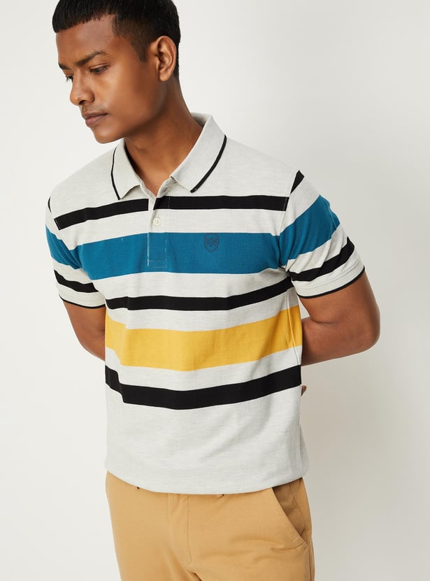 Men Striped Slim Fit Polo T-Shirt