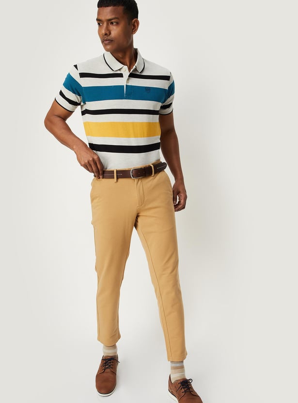 Men Striped Slim Fit Polo T-Shirt