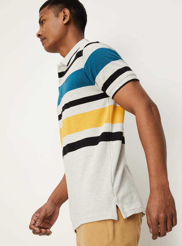 Men Striped Slim Fit Polo T-Shirt