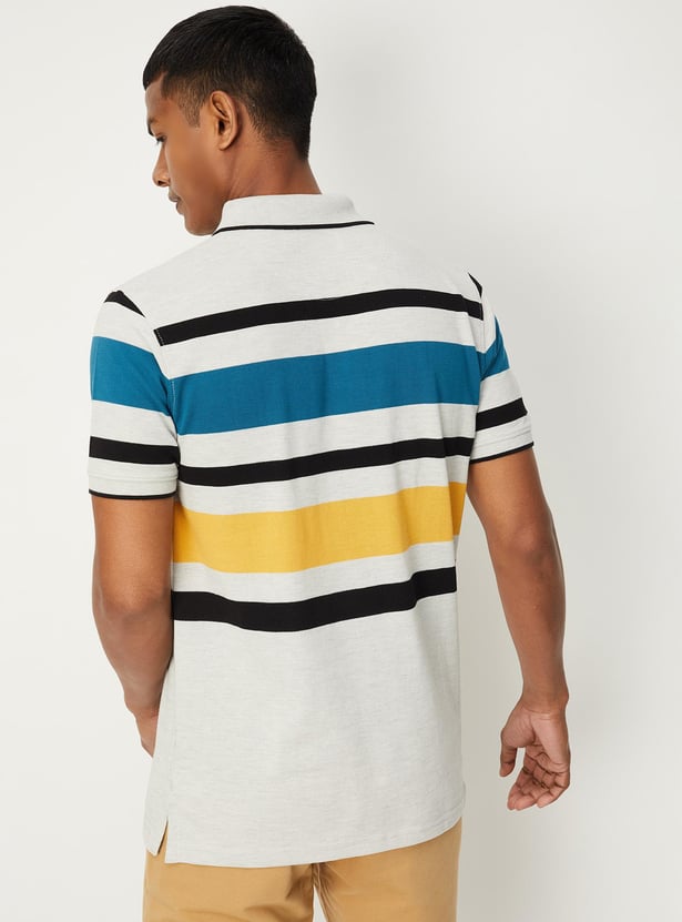 Men Striped Slim Fit Polo T-Shirt
