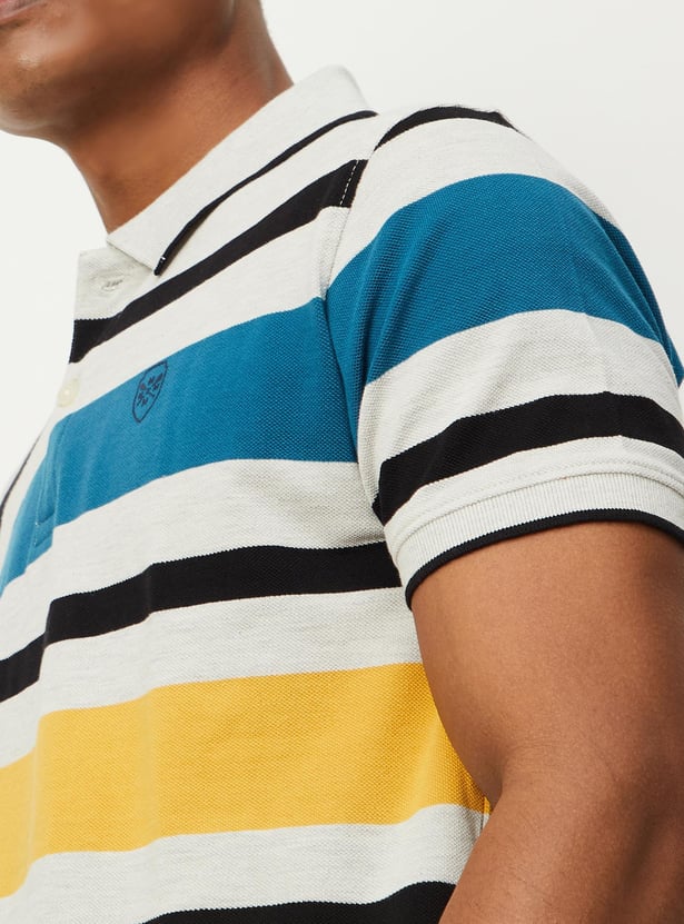 Men Striped Slim Fit Polo T-Shirt