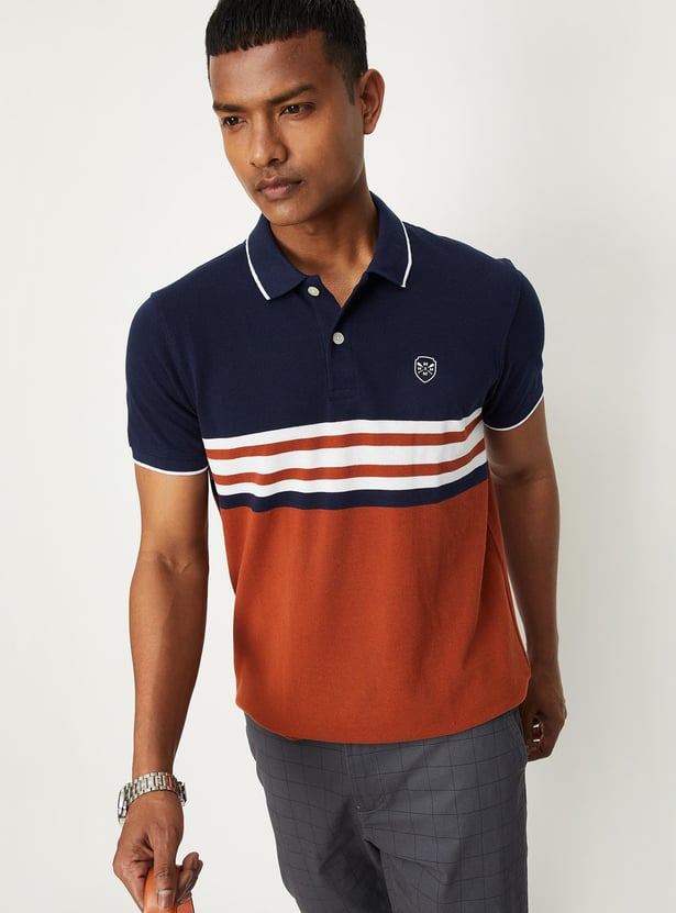 Men Striped Slim Fit Polo T-Shirt