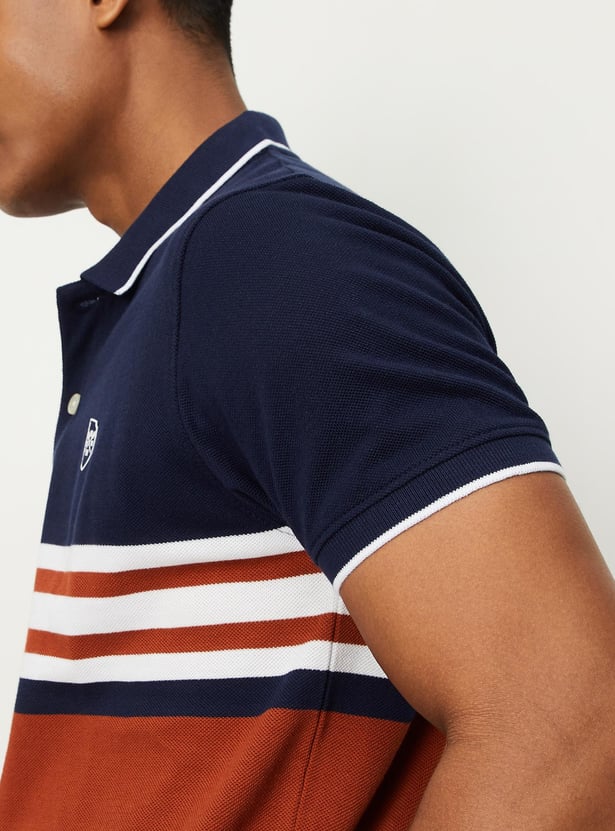 Men Striped Slim Fit Polo T-Shirt