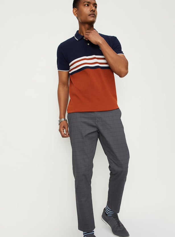Men Striped Slim Fit Polo T-Shirt