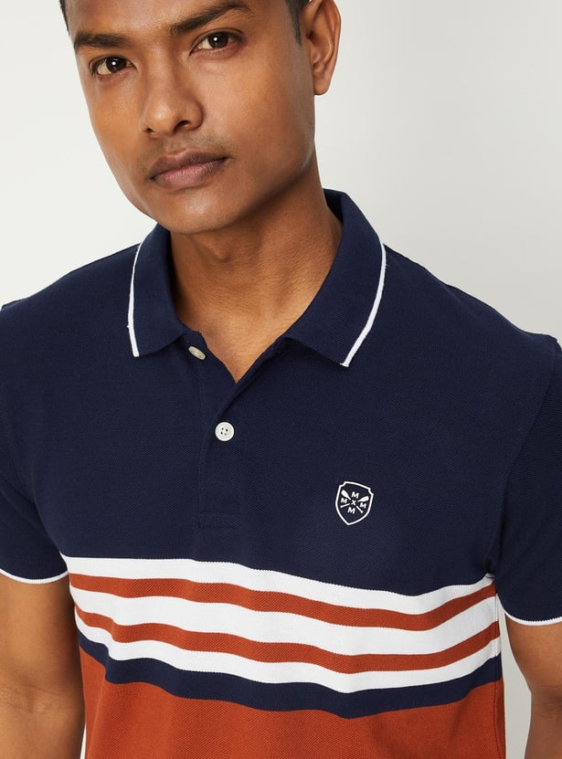 Men Striped Slim Fit Polo T-Shirt