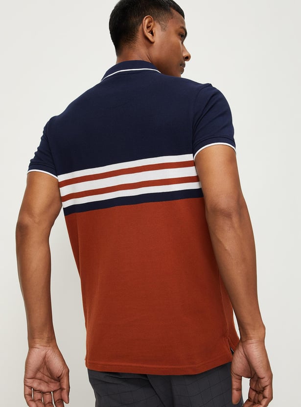 Men Striped Slim Fit Polo T-Shirt