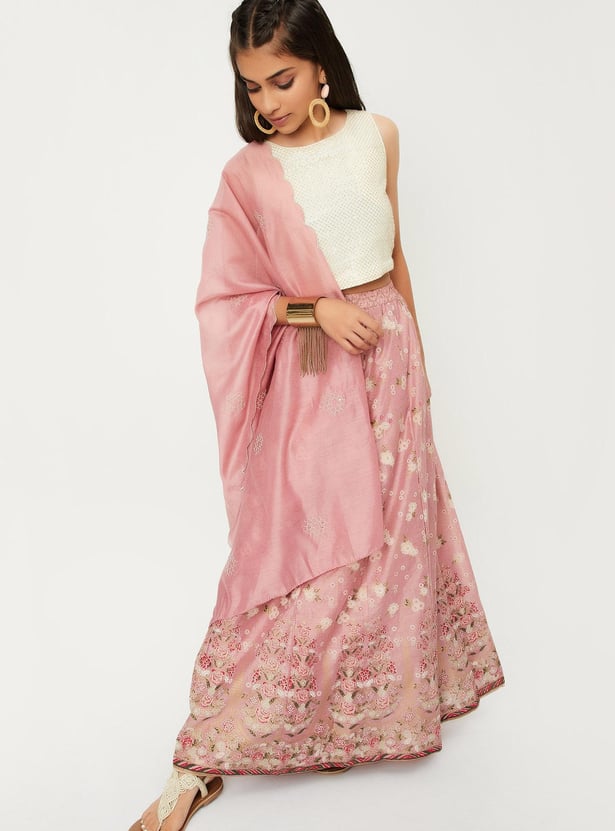 Girls Embriodered Lehenga Set with Dupatta