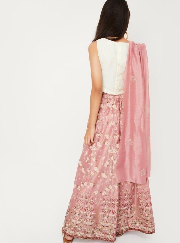 Girls Embriodered Lehenga Set with Dupatta