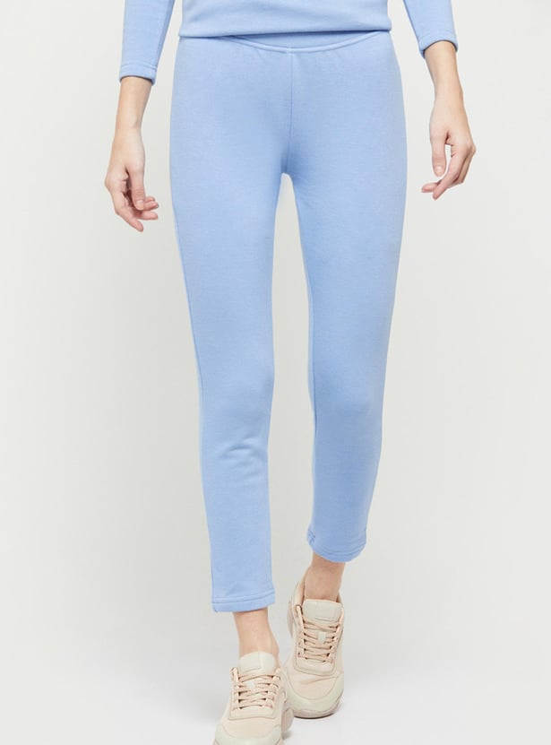 Buy Women Solid Cropped Thermal Leggings Online at just
