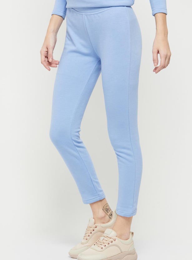 Women Solid Cropped Thermal Leggings
