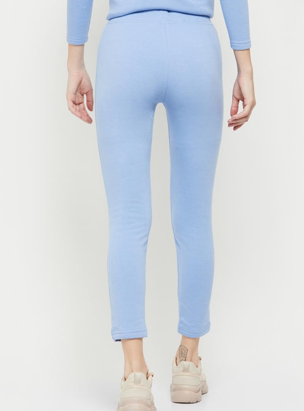 Women Solid Cropped Thermal Leggings