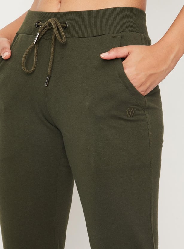 Women Solid Drawstring Waist Track Pants