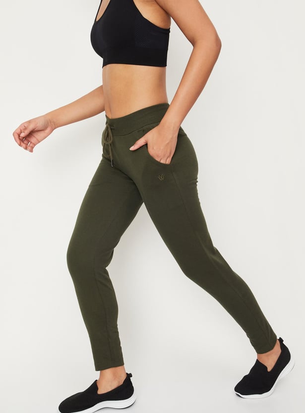 Women Solid Drawstring Waist Track Pants