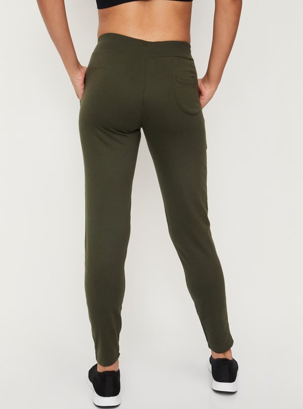 Women Solid Drawstring Waist Track Pants