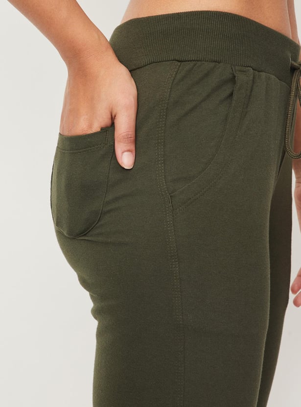 Women Solid Drawstring Waist Track Pants