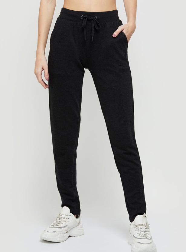 Women Solid Drawstring Waist Track Pants