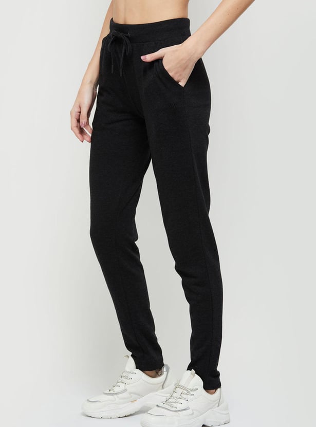 Women Solid Drawstring Waist Track Pants