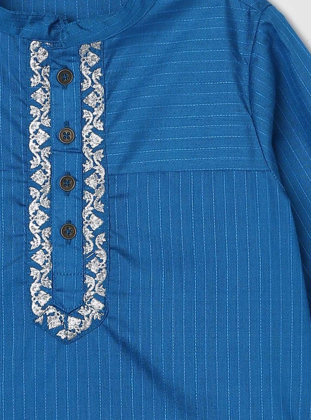 Boys Printed Kurta Set with Nehru Jacket