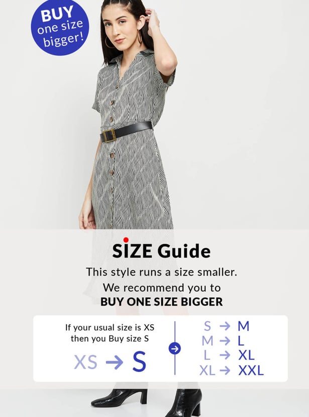 Women Zebra Printed Belted Shirt Dress