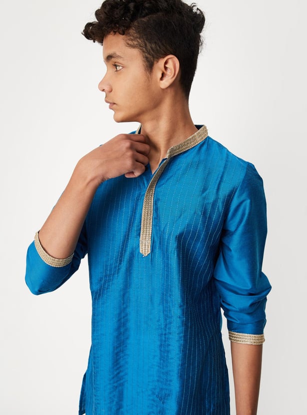 Boys Embellished Band Collar Kurta