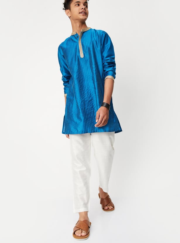 Boys Embellished Band Collar Kurta