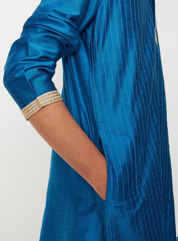 Boys Embellished Band Collar Kurta