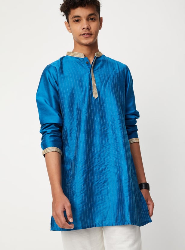 Boys Embellished Band Collar Kurta