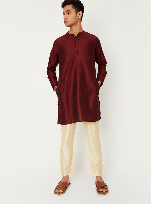 Boys Solid Kurta Set with Nehru Jacket