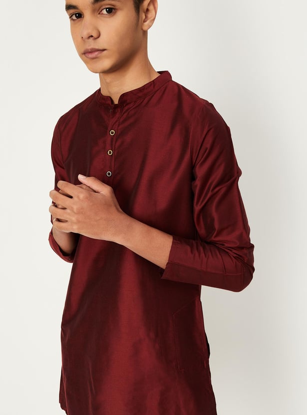 Boys Solid Kurta Set with Nehru Jacket