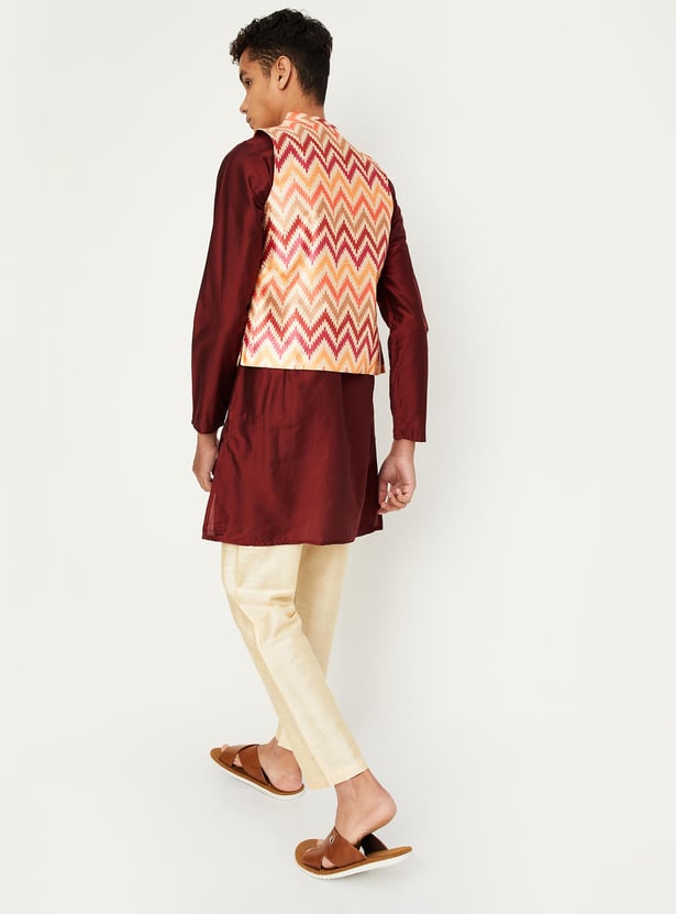 Boys Solid Kurta Set with Nehru Jacket