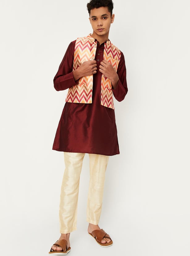 Boys Solid Kurta Set with Nehru Jacket