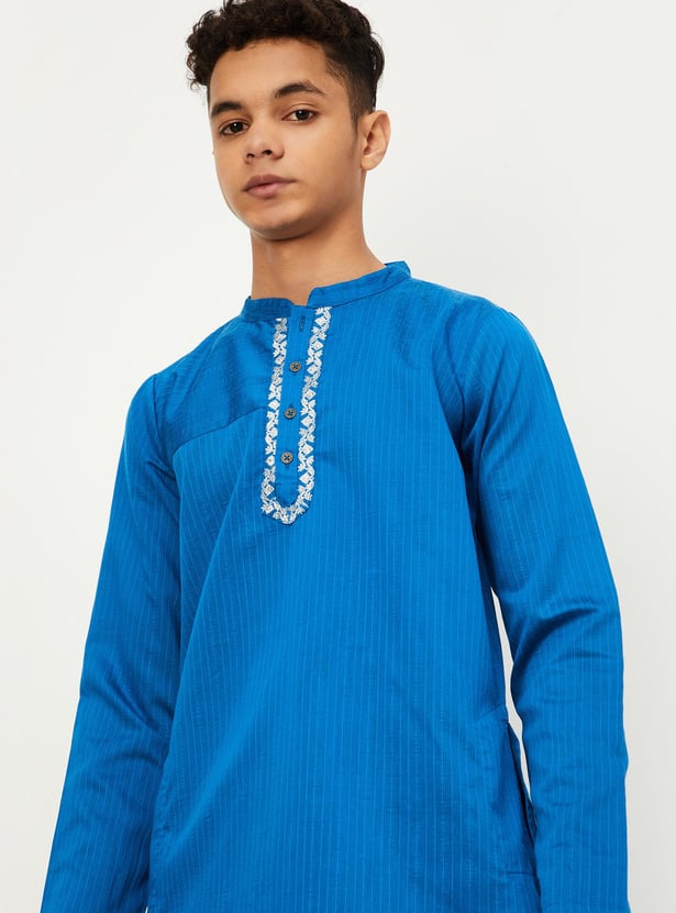 Boys Printed Kurta Set with Nehru Jacket