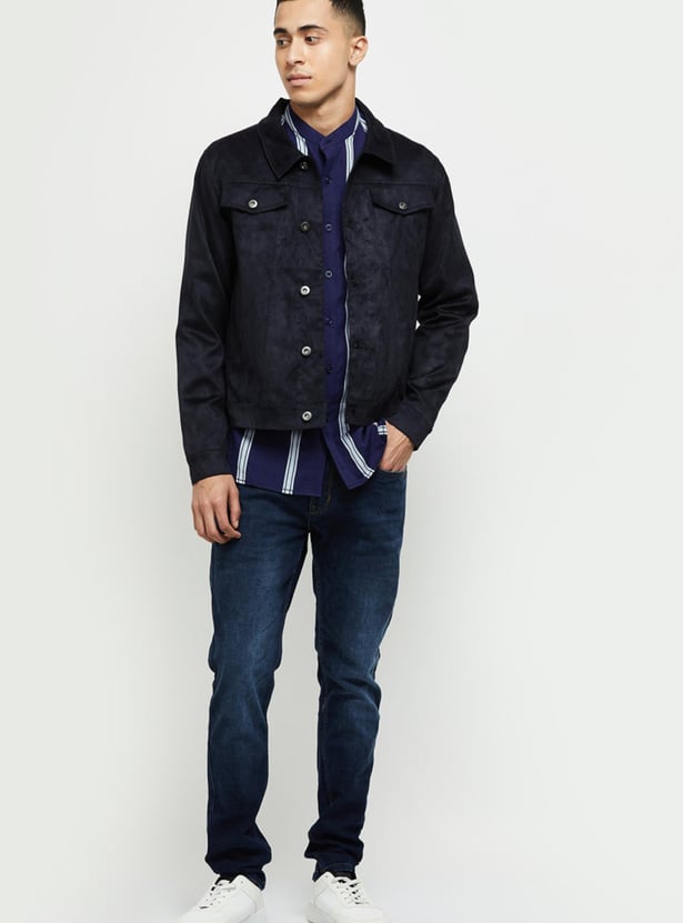 Men Solid Full Sleeves Regular Fit Jacket