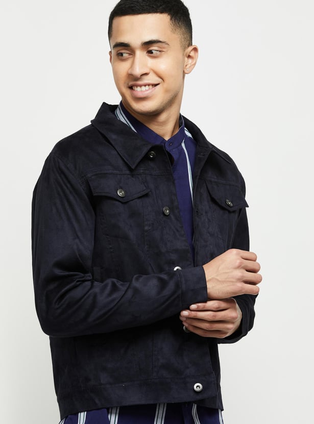 Men Solid Full Sleeves Regular Fit Jacket