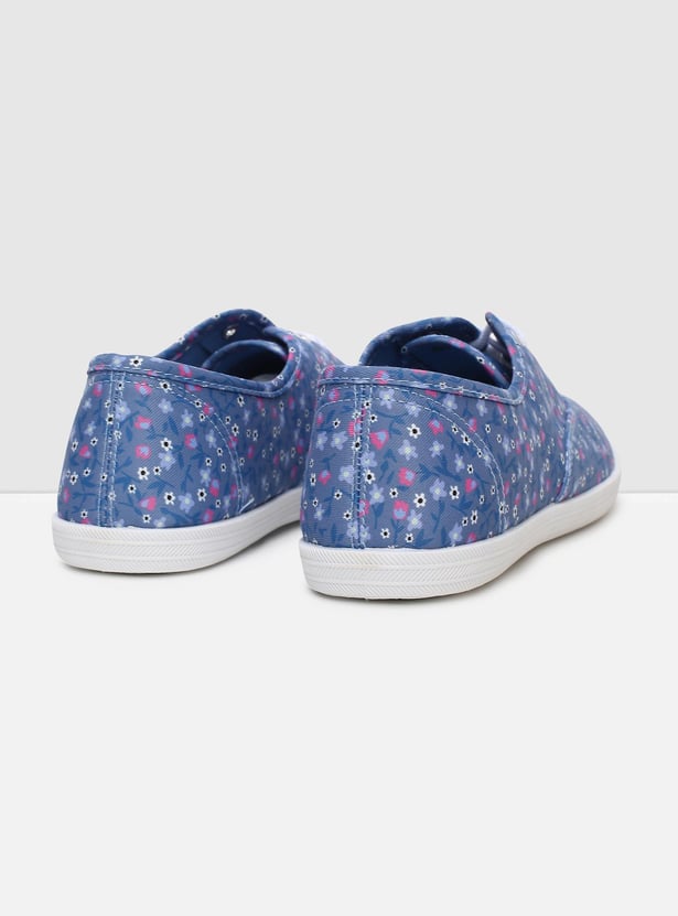 Women Floral Printed Lace-Up Casual Shoes