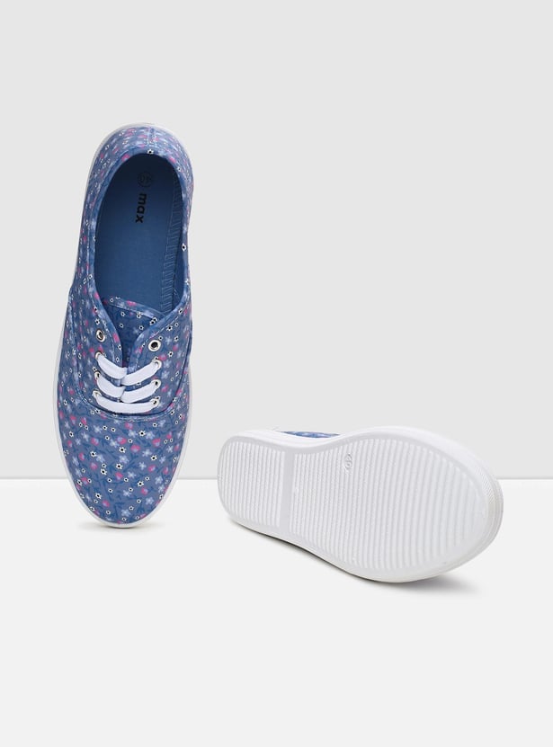 Women Floral Printed Lace-Up Casual Shoes