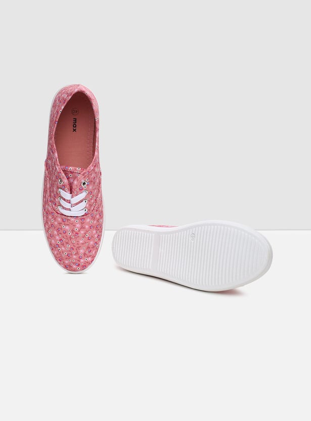 Women Floral Printed Lace-Up Casual Shoes