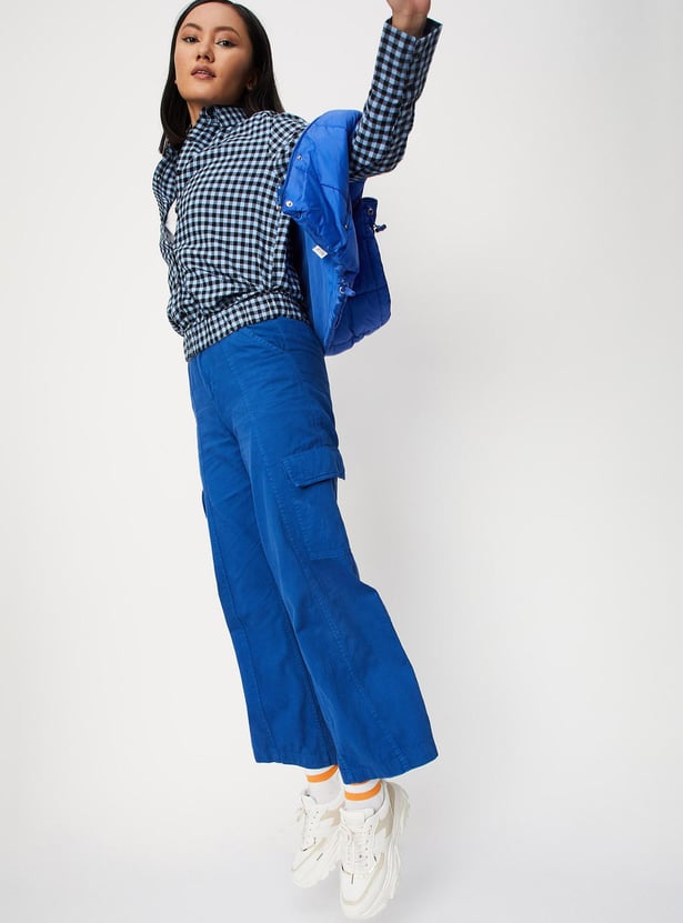 Women Checked Blouson Shirt