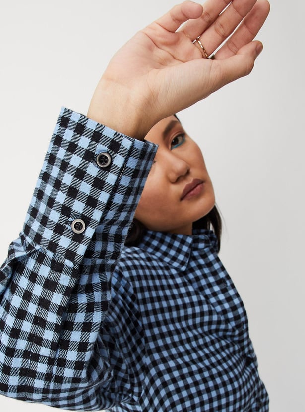 Women Checked Blouson Shirt