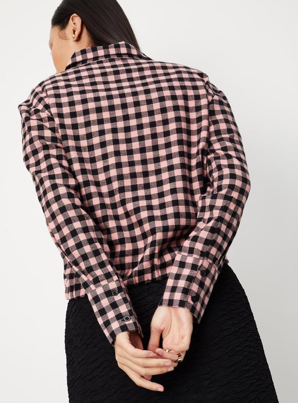 Women Checked Blouson Shirt