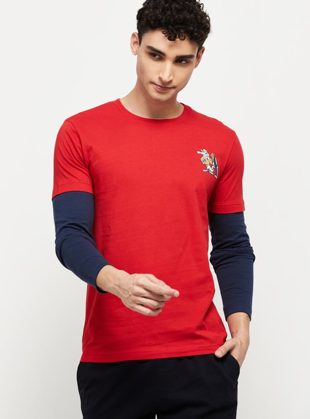 Men Colourblocked Crew Neck T-Shirt