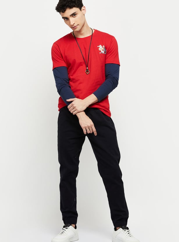 Men Colourblocked Crew Neck T-Shirt