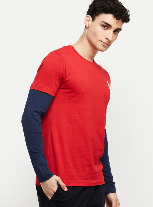 Men Colourblocked Crew Neck T-Shirt