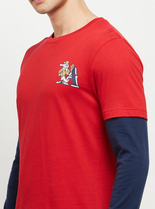 Men Colourblocked Crew Neck T-Shirt