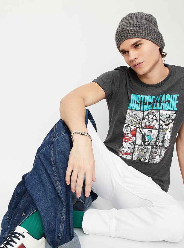 Men Justice League Print Ultra Slim Fit T-shirt
