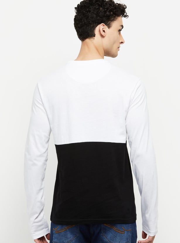 Buy Men Colourblocked Full Sleeves T-Shirt Online at just Rs