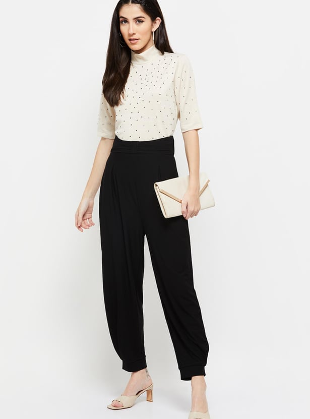 Women Solid Full-Length Relaxed Fit Straight Pant