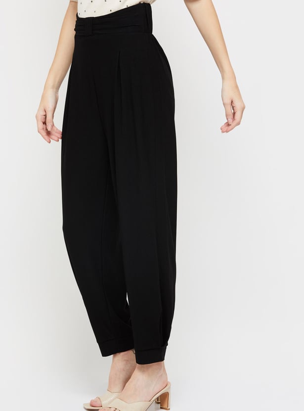 Women Solid Full-Length Relaxed Fit Straight Pant