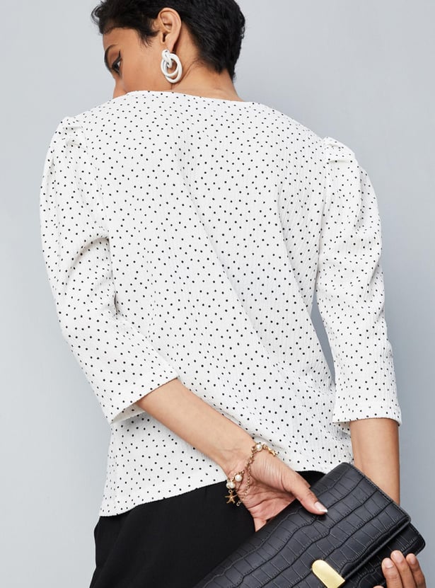 Buy Women Polka Dot Top with Lace Trim Online at just